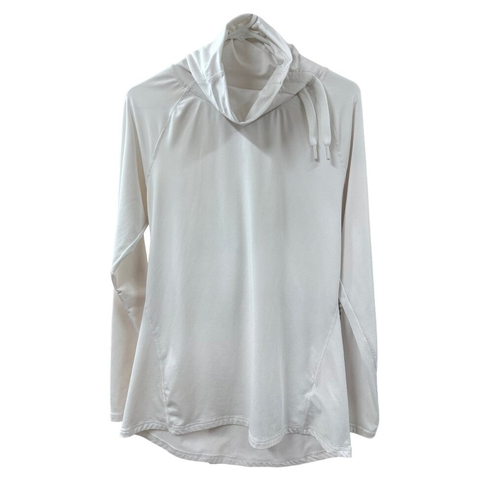 🍒 2/$20 🍒 White Athletic Qwik Dry Long Sleeve Pullover with Cowl Neck sz L